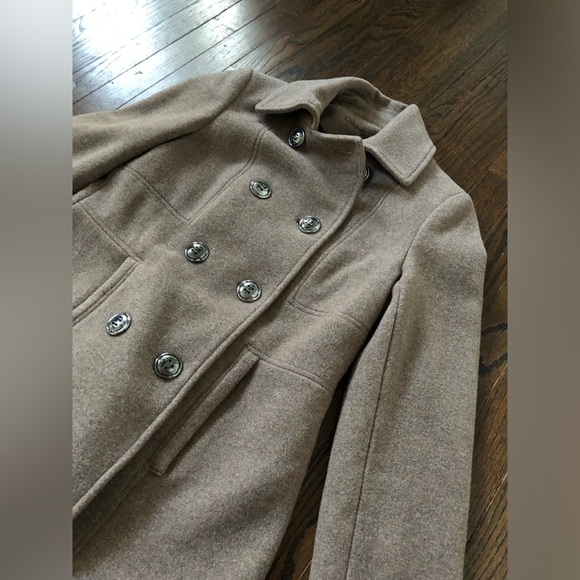*NWOT* Calvin Klein Women’s 2 Petite Oat Wool Double-Breasted Peacoat - Picture 3 of 12